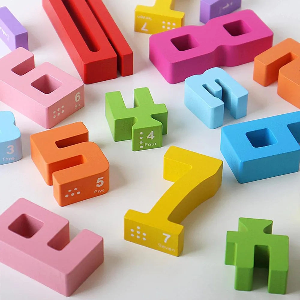 Wooden Number Stacking Blocks | Eco-Friendly, Colorful Learning Aid for Toddlers 3-5 Years