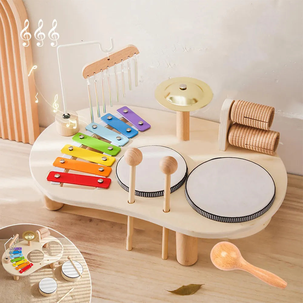 Montessori Wooden Childrens Drum Set | Natural, Non-Toxic & Ideal for Early Childhood Music Development