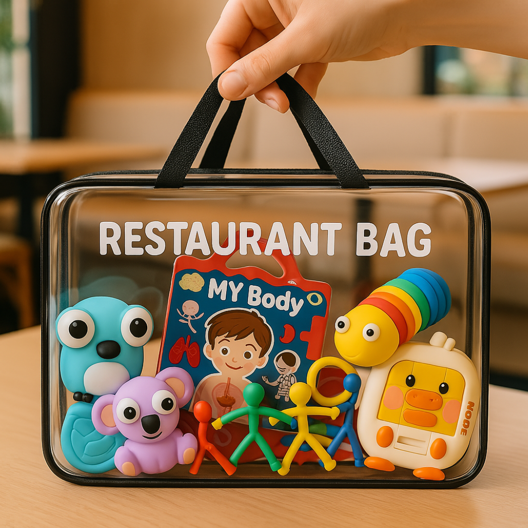 All-in-One Activity Bag for Kids | Enhances Motor Skills & Cognitive Growth for Travel, Dining Out & Playtime