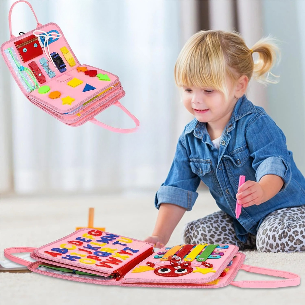 Montessori Travel Busy Board | Interactive, Educational & Portable for Toddlers Aged 3+