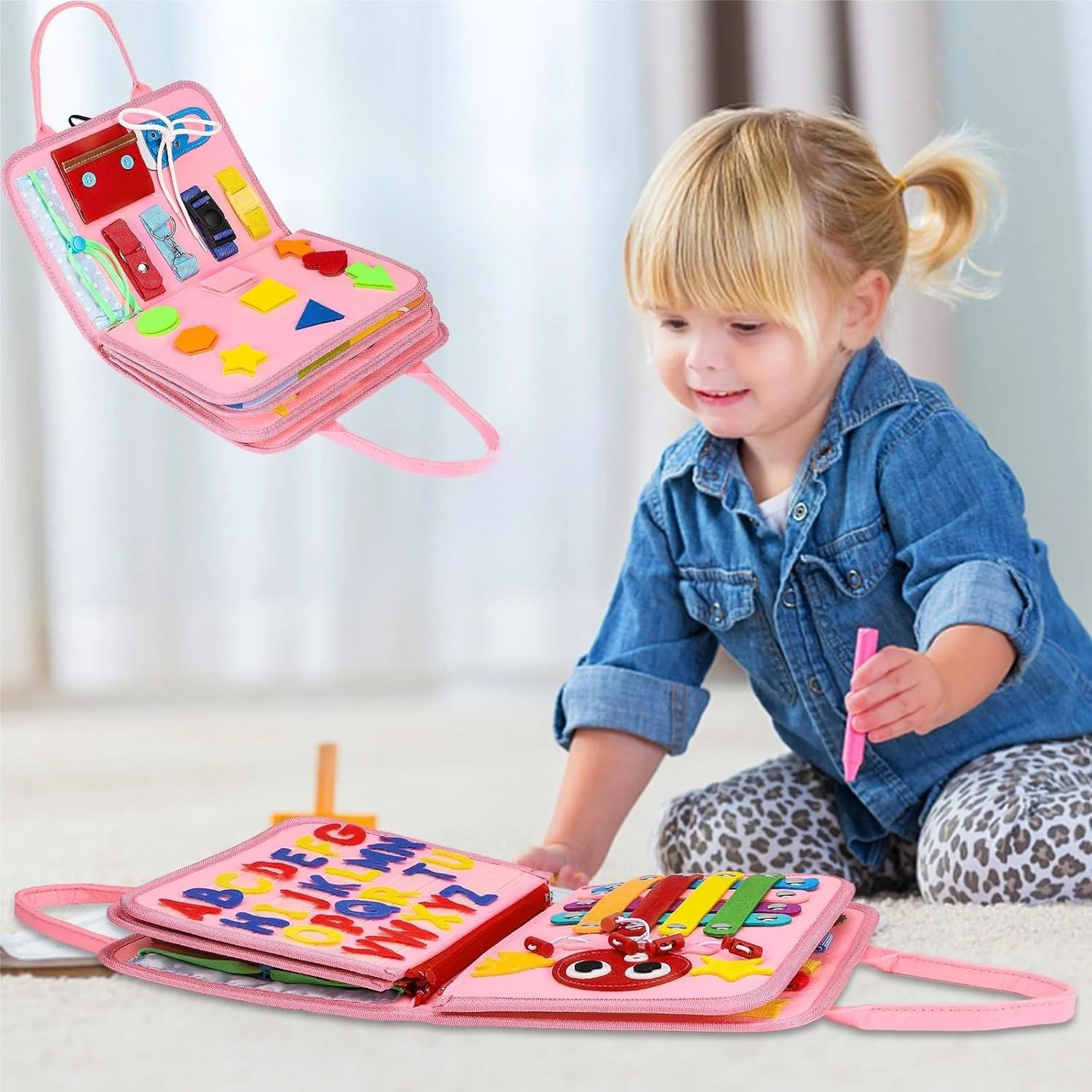 Montessori Travel Busy Board | Interactive, Educational & Portable for Toddlers Aged 3+
