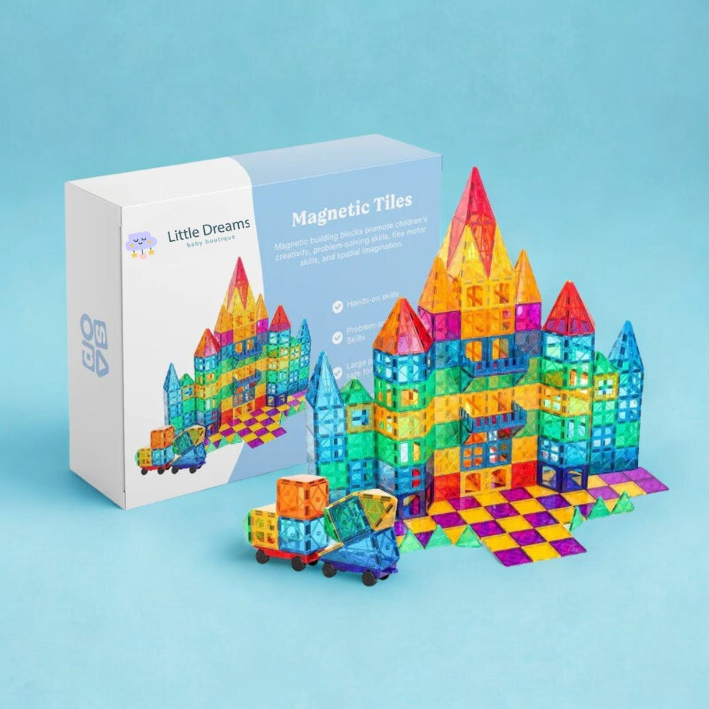 Magnetic Building Blocks Set for Kids - Educational STEM Toys - Creative Construction Play - 100 Pieces - Safe Non-Toxic Materials