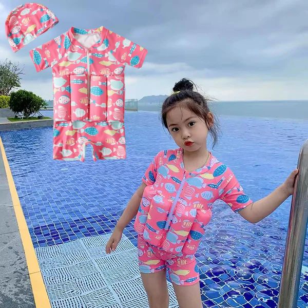 Kids Buoyancy Floating Swimsuit | Cartoon Print, Rash Guard Protection & One-Piece Design for Safe Swimming Fun