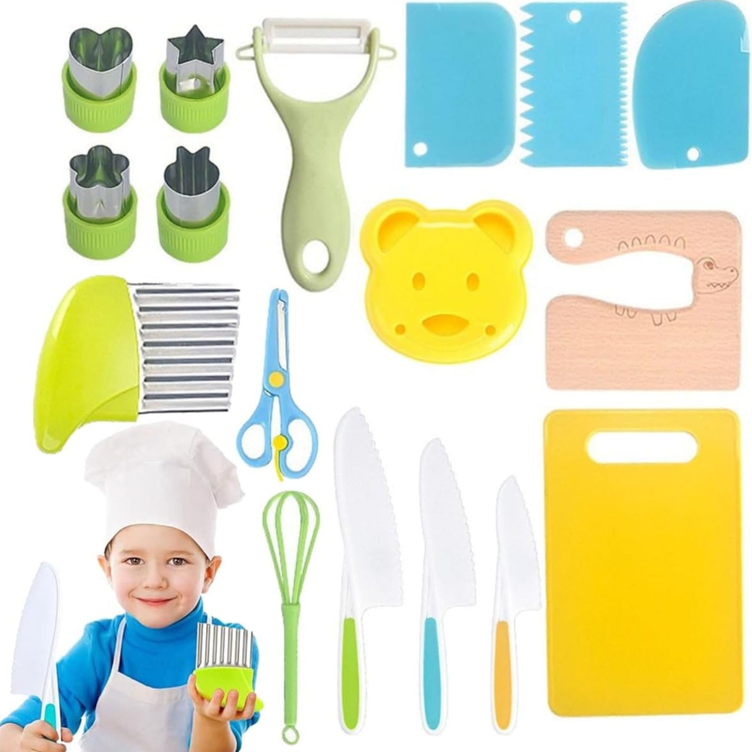 Children's Cooking Set with Toddler Knives - Safe Cutting Set for Mini Chefs