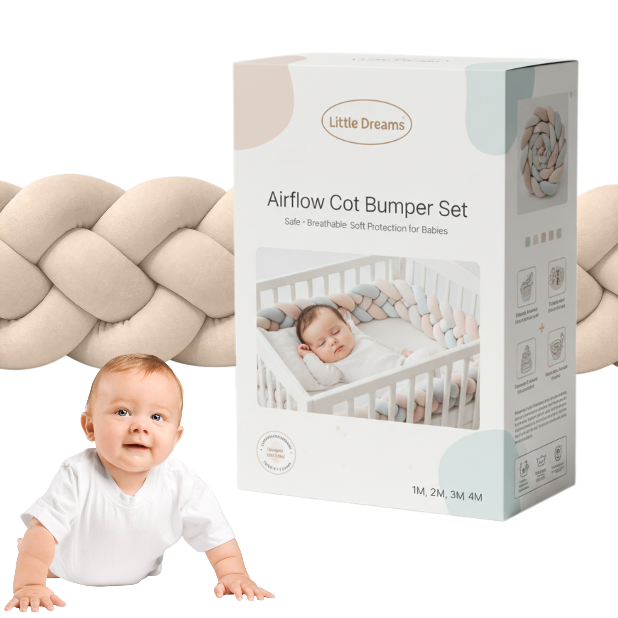 Airflow Cot Bumper Set - Cushioned Bumpers for Toddler Cribs & Beds
