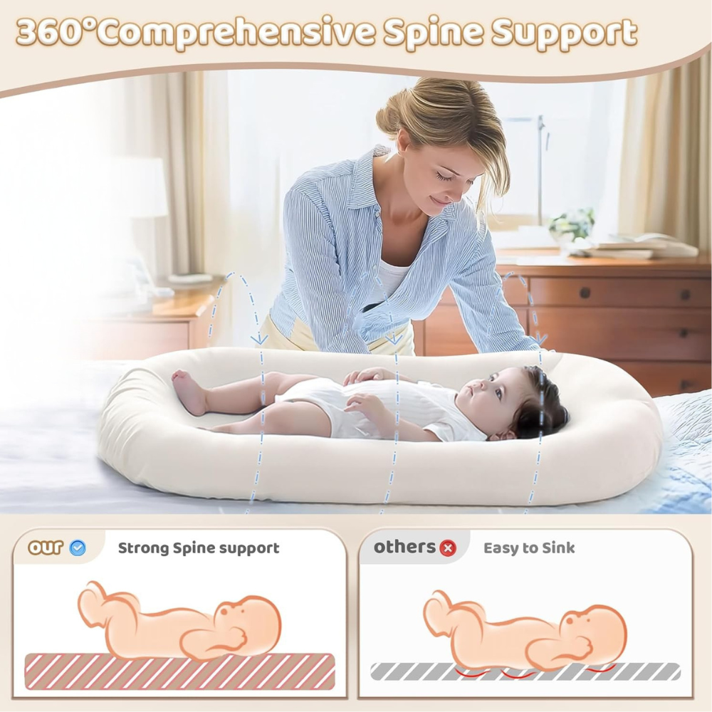 Baby Nest Cocoon for Newborns – Organic-Style Snuggle Sleep Pillow for Safe, Comfy Infant Support