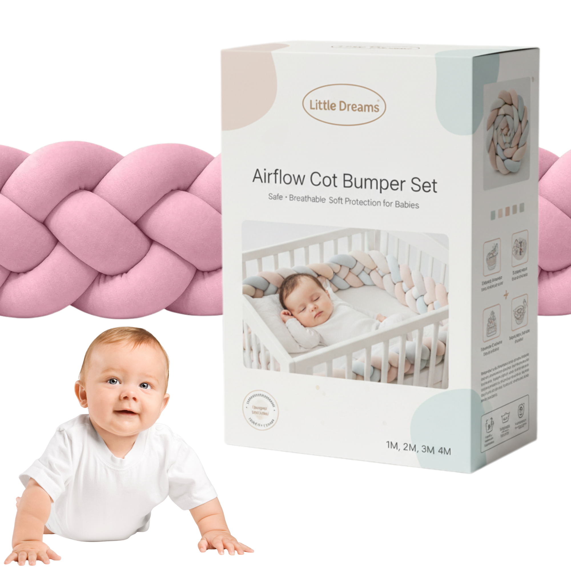 Airflow Cot Bumper Set - Cushioned Bumpers for Toddler Cribs & Beds
