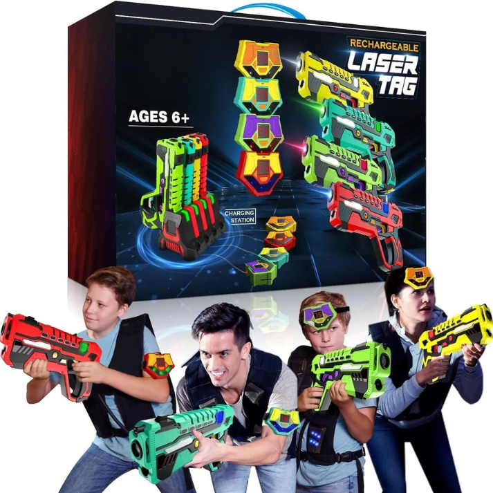 Laser Game Set up to 4 Players | Wireless, Rechargeable & Ideal for Indoor and Outdoor Fun