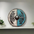 Double Ravens Personalized Viking Shield | Battleworn Design for Home Decor & Collectors