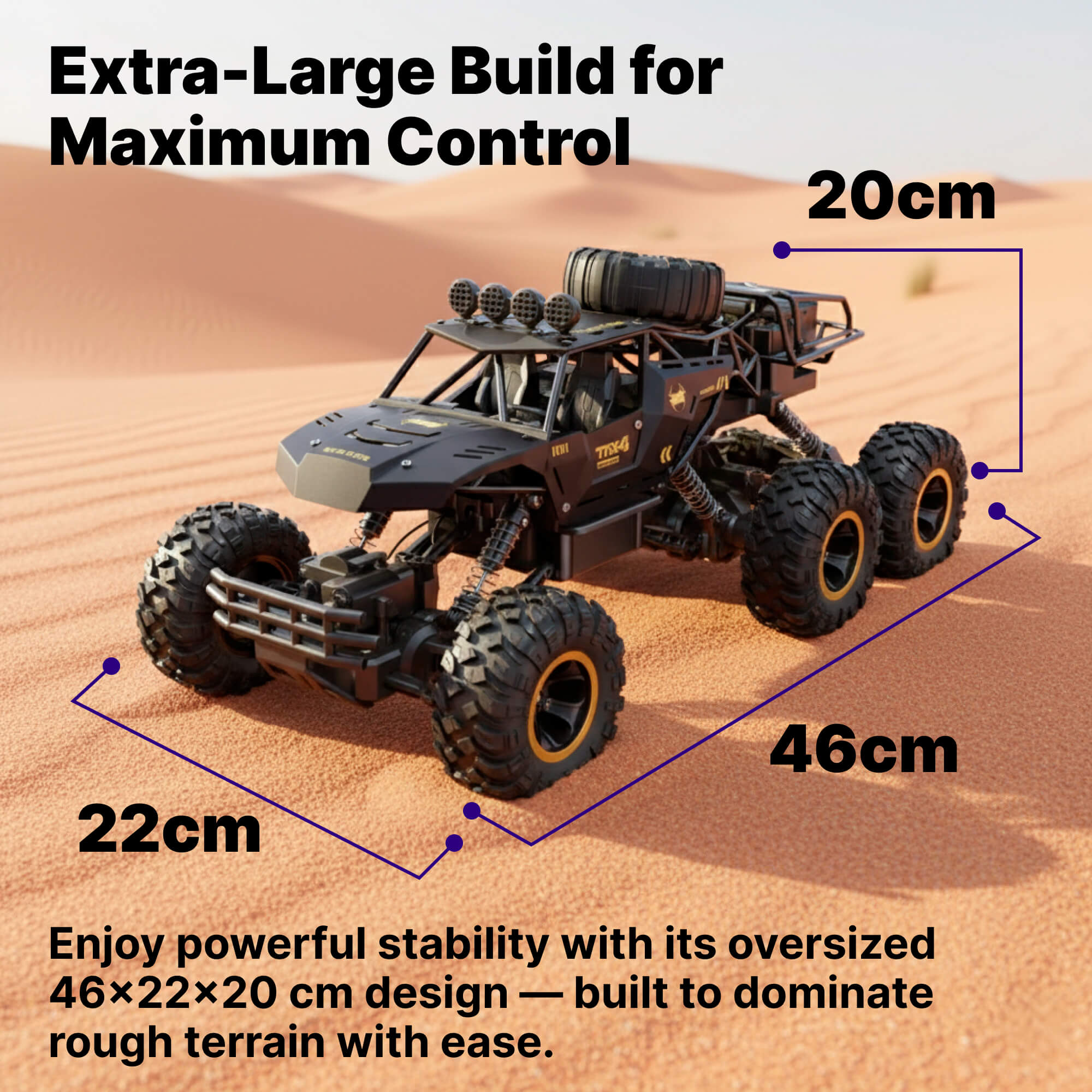 Extra Large Monster Truck RC | High-Speed 52 km/h, LED Lights & Off-Road Capability for Kids and Enthusiasts