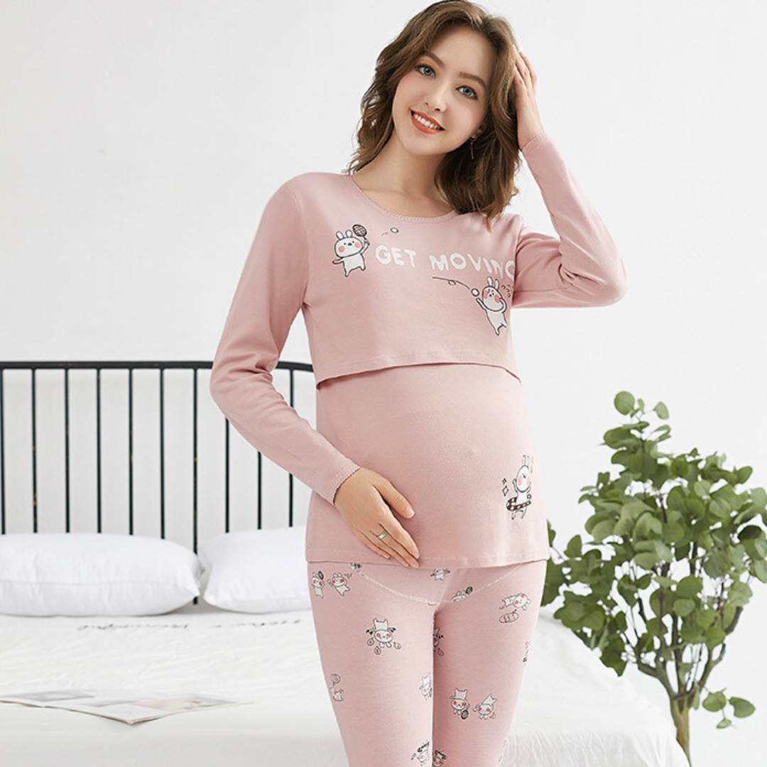 Maternity Pajamas for Women | Stretchy, Breathable & Effortless Nursing Access for Pregnancy and Postpartum Comfort