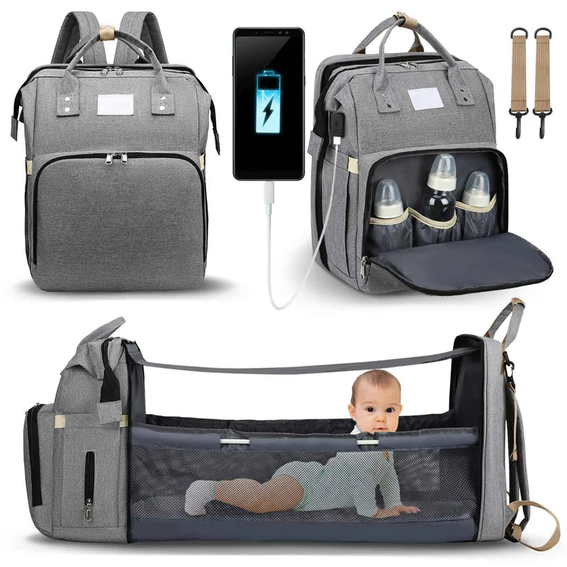Baby Changing Backpack with USB Charging – Spacious Nappy & Diaper Bag for Baby Essentials | Baby Shower Gift for Mums & Dads UK
