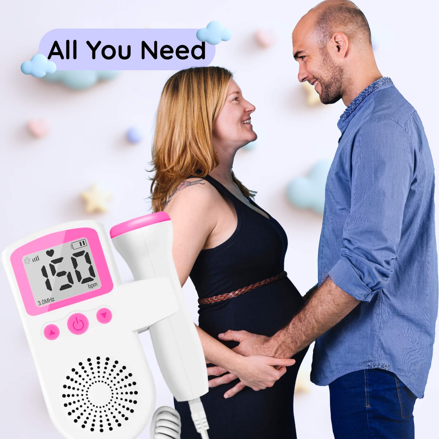 Fetal Heart Rate Doppler with Enhanced Sensitivity - Clear and Precise Heartbeat Readings for Expecting Parents to Stay Connected with Their Baby