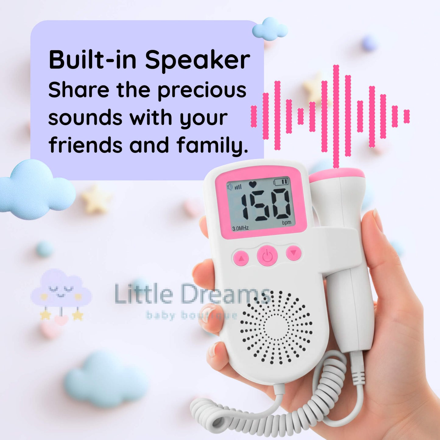 Fetal Heart Rate Doppler with Enhanced Sensitivity - Clear and Precise Heartbeat Readings for Expecting Parents to Stay Connected with Their Baby