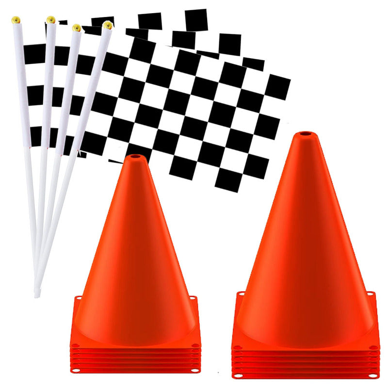 Mini Racing Flags and Traffic Cones Set