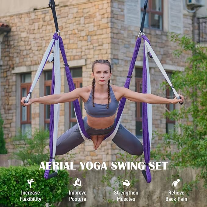 Flexible Aerial Silk Yoga Hammock Swing | Adjustable, Durable & Ideal for Home Workouts and Aerial Yoga