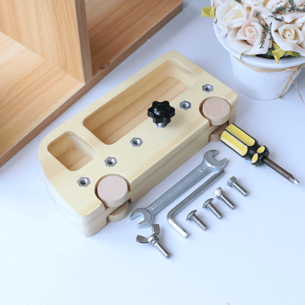 Montessori Screwdriver Wooden Board  Kids and Toddlers, Waldorf Sensory Bin Toys  Set for 3 4 5 Year Old