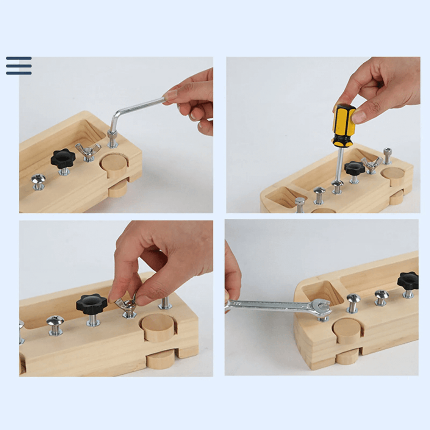 Montessori Screwdriver Wooden Board  Kids and Toddlers, Waldorf Sensory Bin Toys  Set for 3 4 5 Year Old