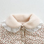 Girls' Floral Teddy Winter Coat | Baby Jacket Soft, Lace Collar & Warm for Ages 6 Months to 3 Years