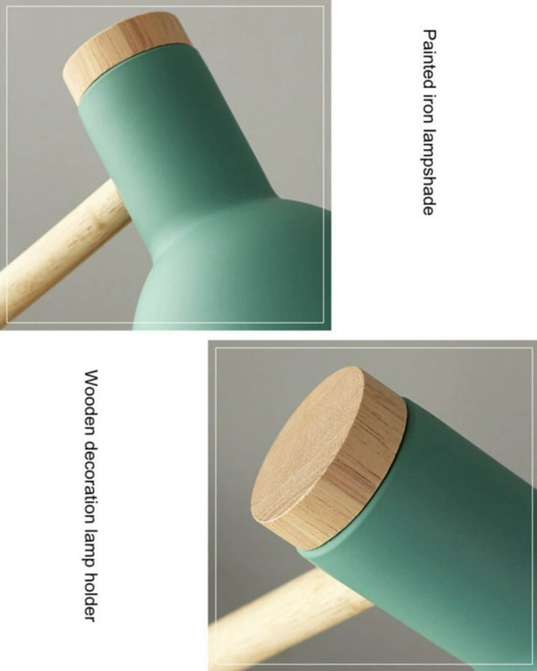 Kids & Home Desk Lamp, Scandi Table Lamp for Study & Bedside | Minimalist Wood & Metal Scandinavian Style