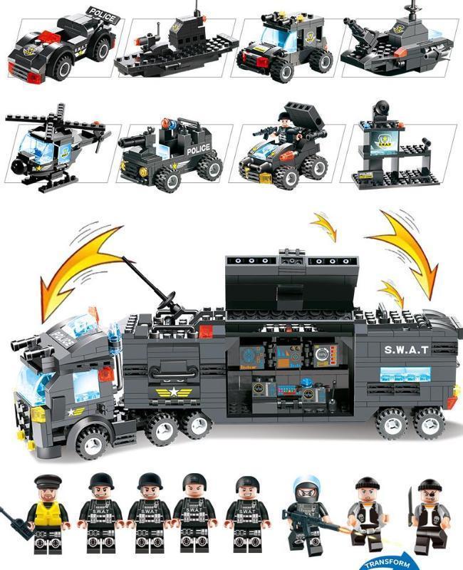 PowerForce Building Blocks Set | Durable Police Truck & Base for Creative Play and Adventure for Kids Aged 6 and Up