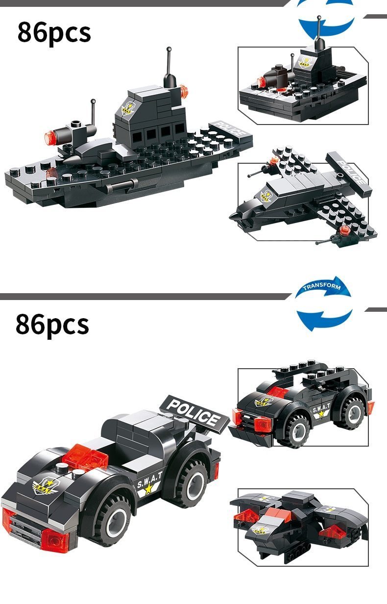 PowerForce Building Blocks Set | Durable Police Truck & Base for Creative Play and Adventure for Kids Aged 6 and Up