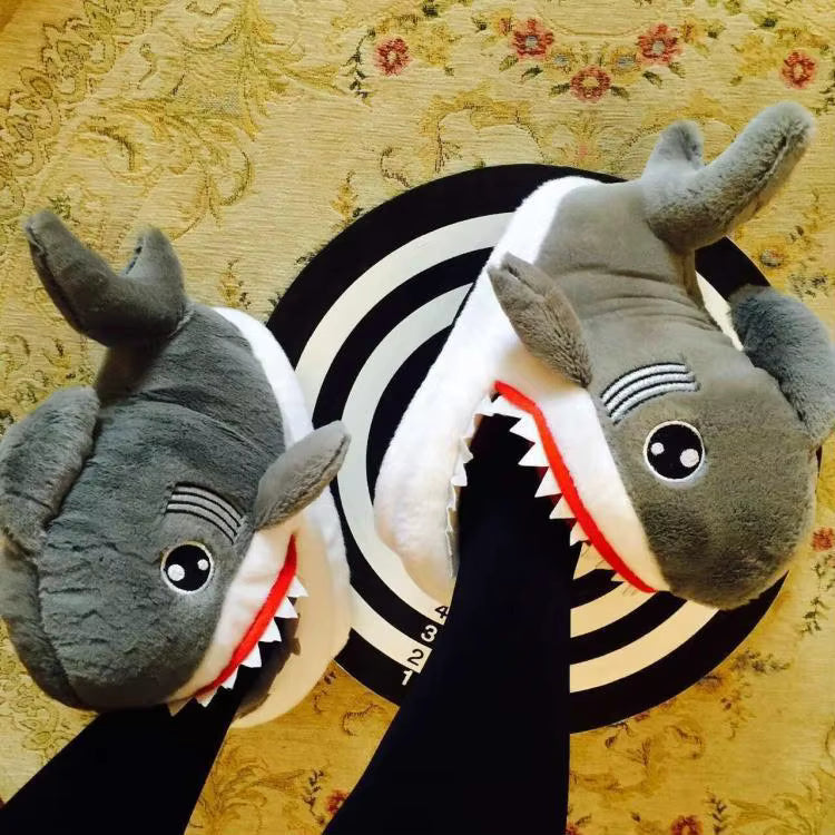 Fuzzy Shark Slippers