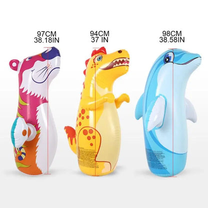 Inflatable Thickened Punching Boxing Bag for Kids - Animal Pattern Fitness Equipment for Home Play and Exercise