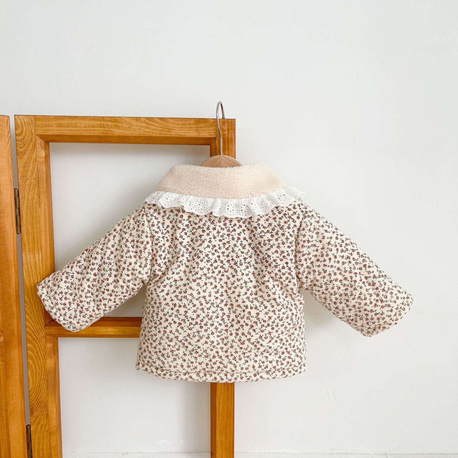 Girls' Floral Teddy Winter Coat | Baby Jacket Soft, Lace Collar & Warm for Ages 6 Months to 3 Years