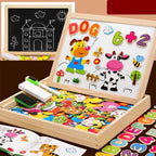 2-in-1 Wooden Drawing Board for Children | Magnetic Whiteboard & Chalkboard | Portable Educational Toy for Creative Play