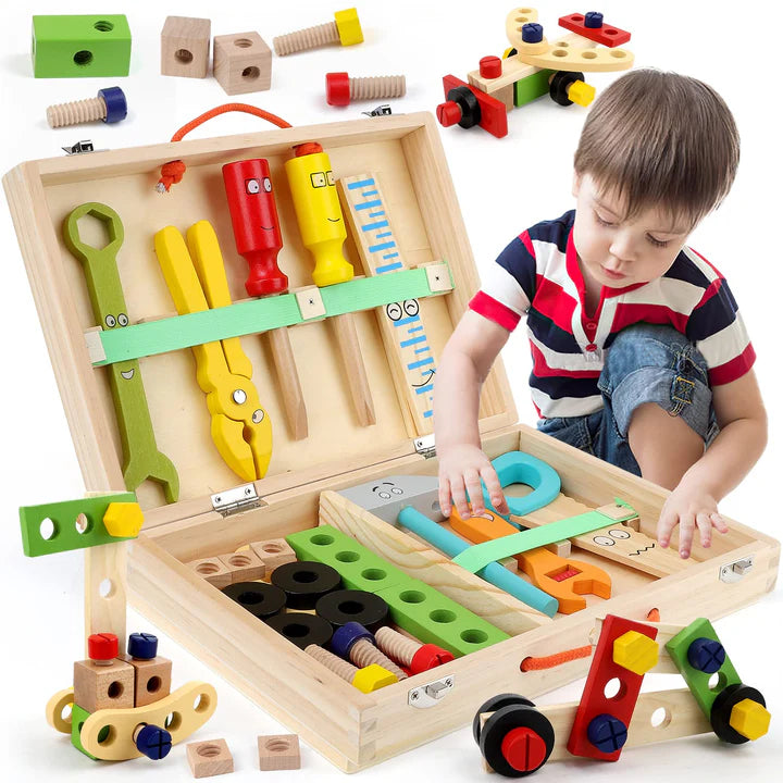 Montessori Wooden Toolbox for Kids | 35 Durable, Eco-Friendly Tools for Hands-On Learning and Creative Play