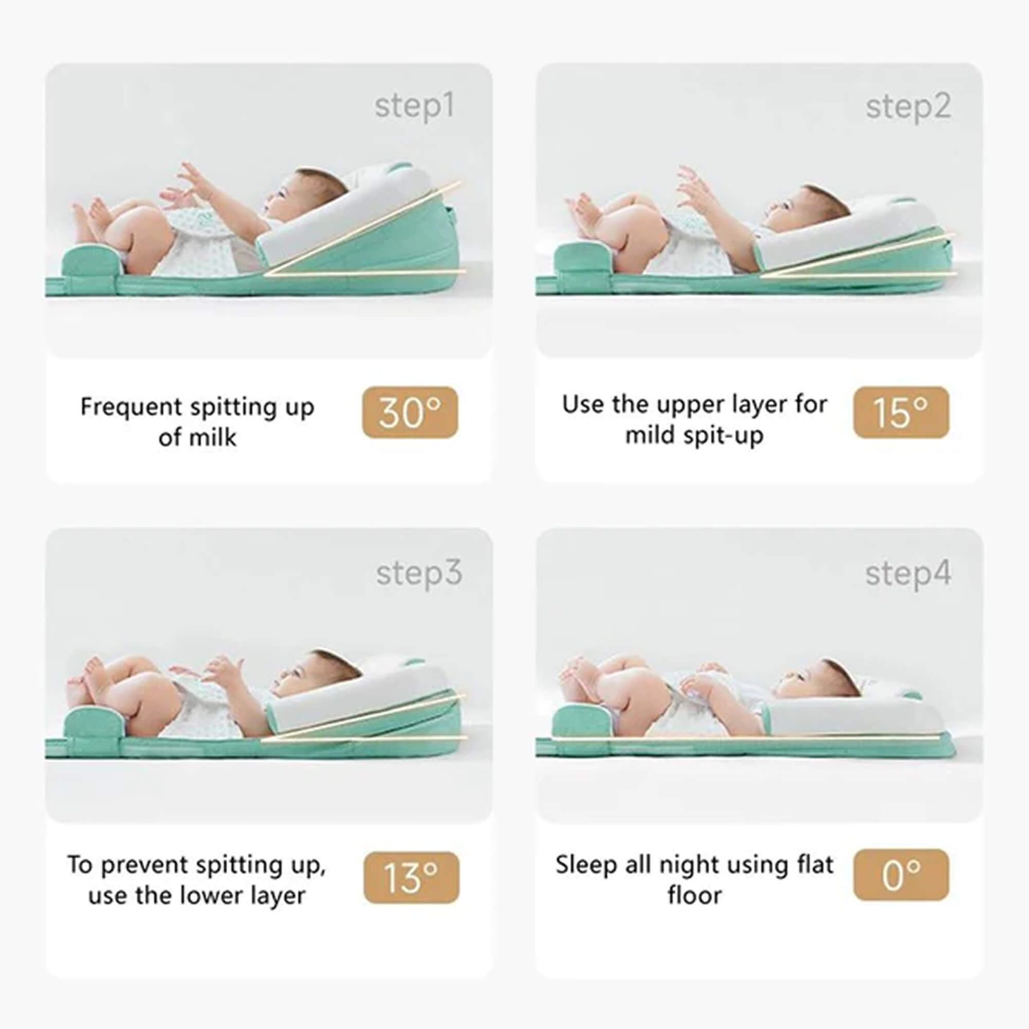 Infant Wedge Pillow for Acid Reflux – Washable Baby Reflux Pillow with Inclined Support | Safe & Comfortable for Newborns 0–36 Months