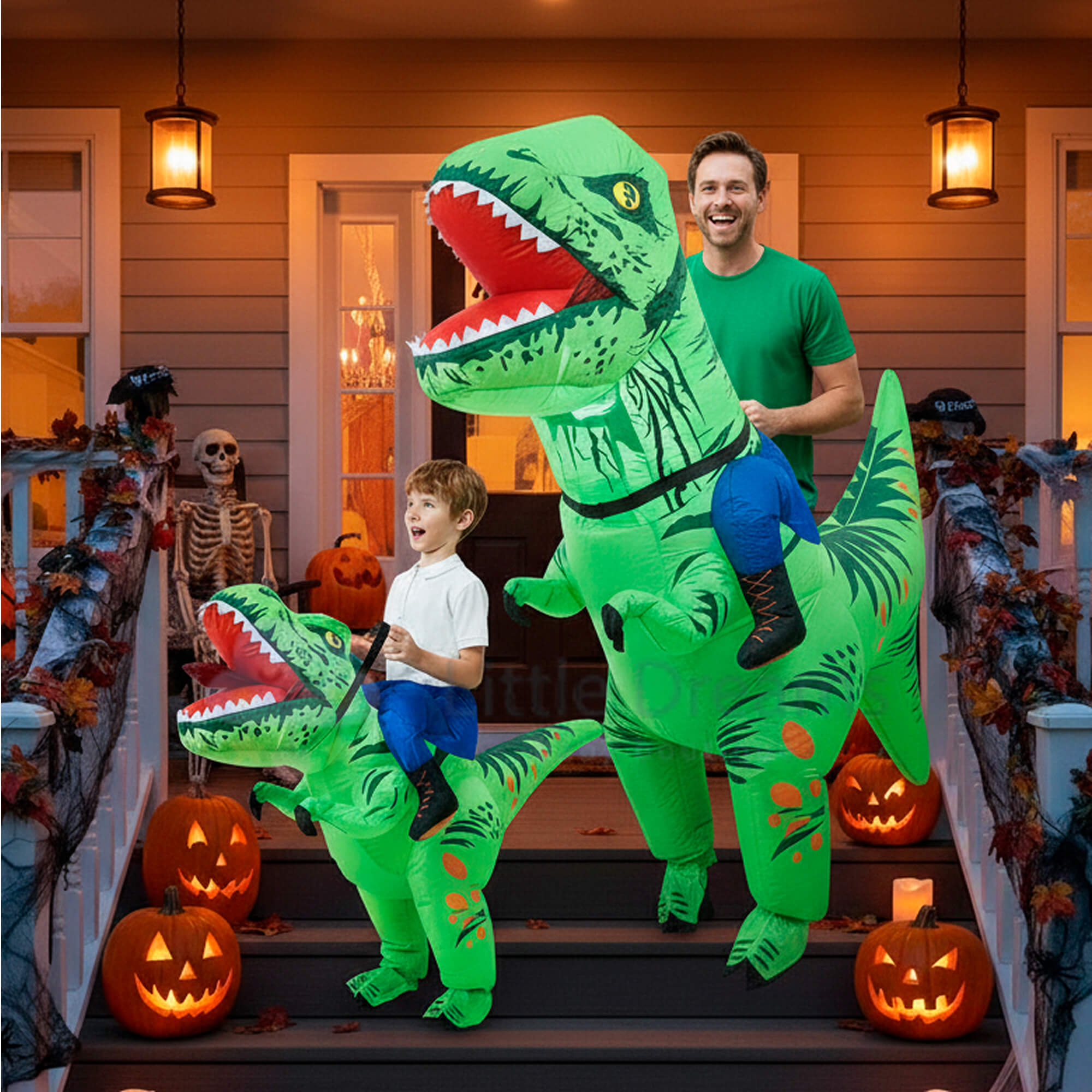 Inflatable Rex Dinosaur Halloween Costume for Kids and Adults