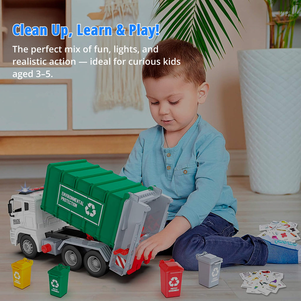 Interactive Garbage Truck Toy | Realistic Sounds & Lights for Engaging Play and Environmental Learning for Ages 3-5