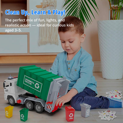 Interactive Garbage Truck Toy | Realistic Sounds & Lights for Engaging Play and Environmental Learning for Ages 3-5