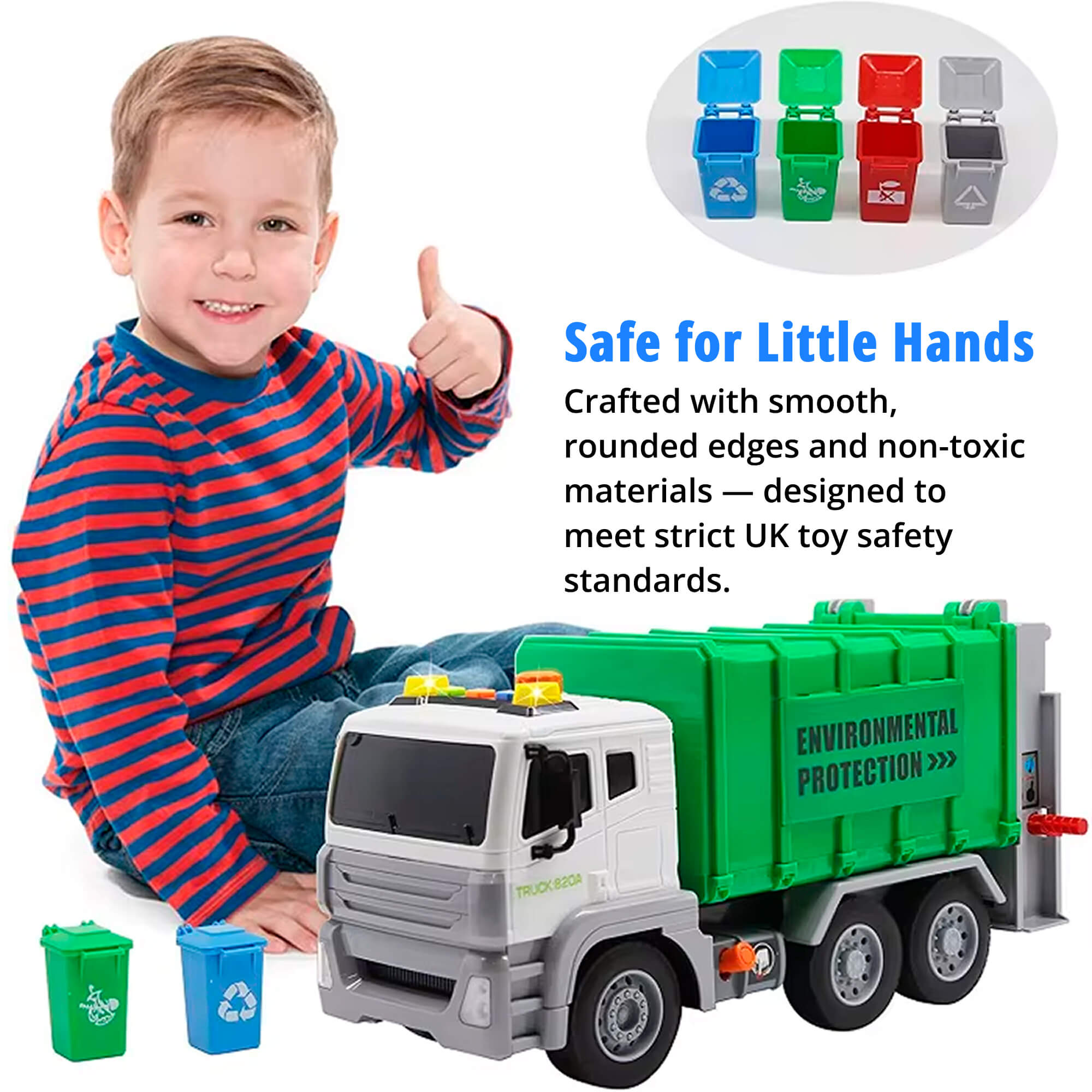 Interactive Garbage Truck Toy | Realistic Sounds & Lights for Engaging Play and Environmental Learning for Ages 3-5