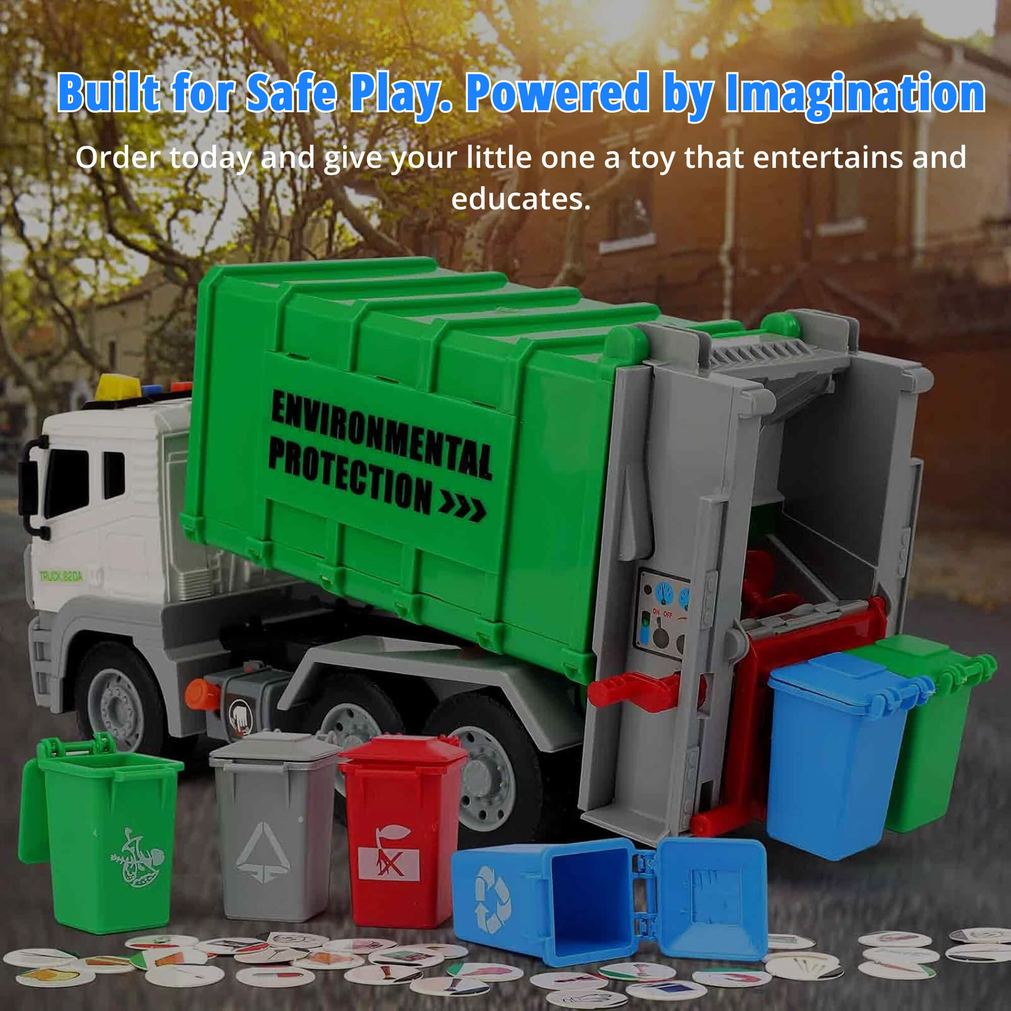 Interactive Garbage Truck Toy | Realistic Sounds & Lights for Engaging Play and Environmental Learning for Ages 3-5
