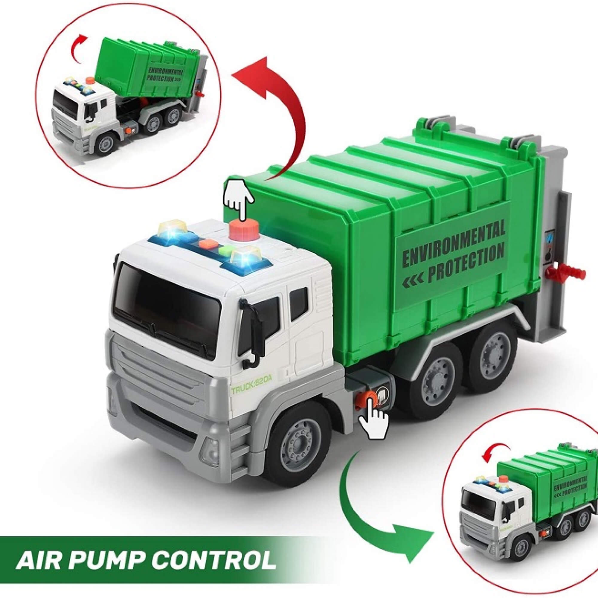 Interactive Garbage Truck Toy | Realistic Sounds & Lights for Engaging Play and Environmental Learning for Ages 3-5