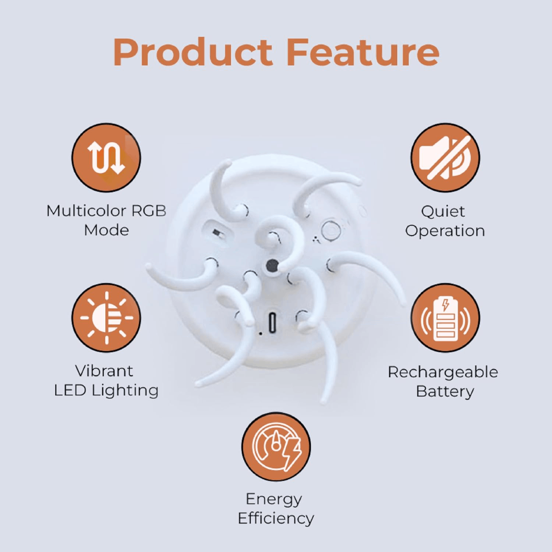 LED Jellyfish Lamp | Colour-Changing RGB Night Light with Voice Activation, for Home Ambience and Kids’ Room Decor