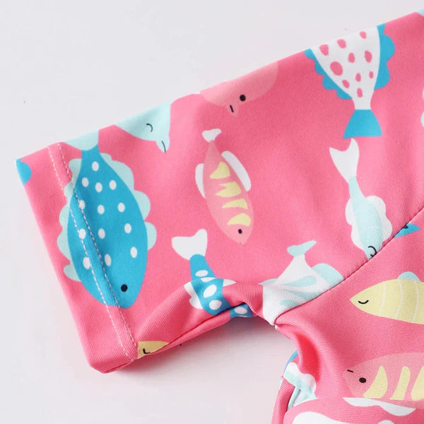 Kids Buoyancy Floating Swimsuit | Cartoon Print, Rash Guard Protection & One-Piece Design for Safe Swimming Fun