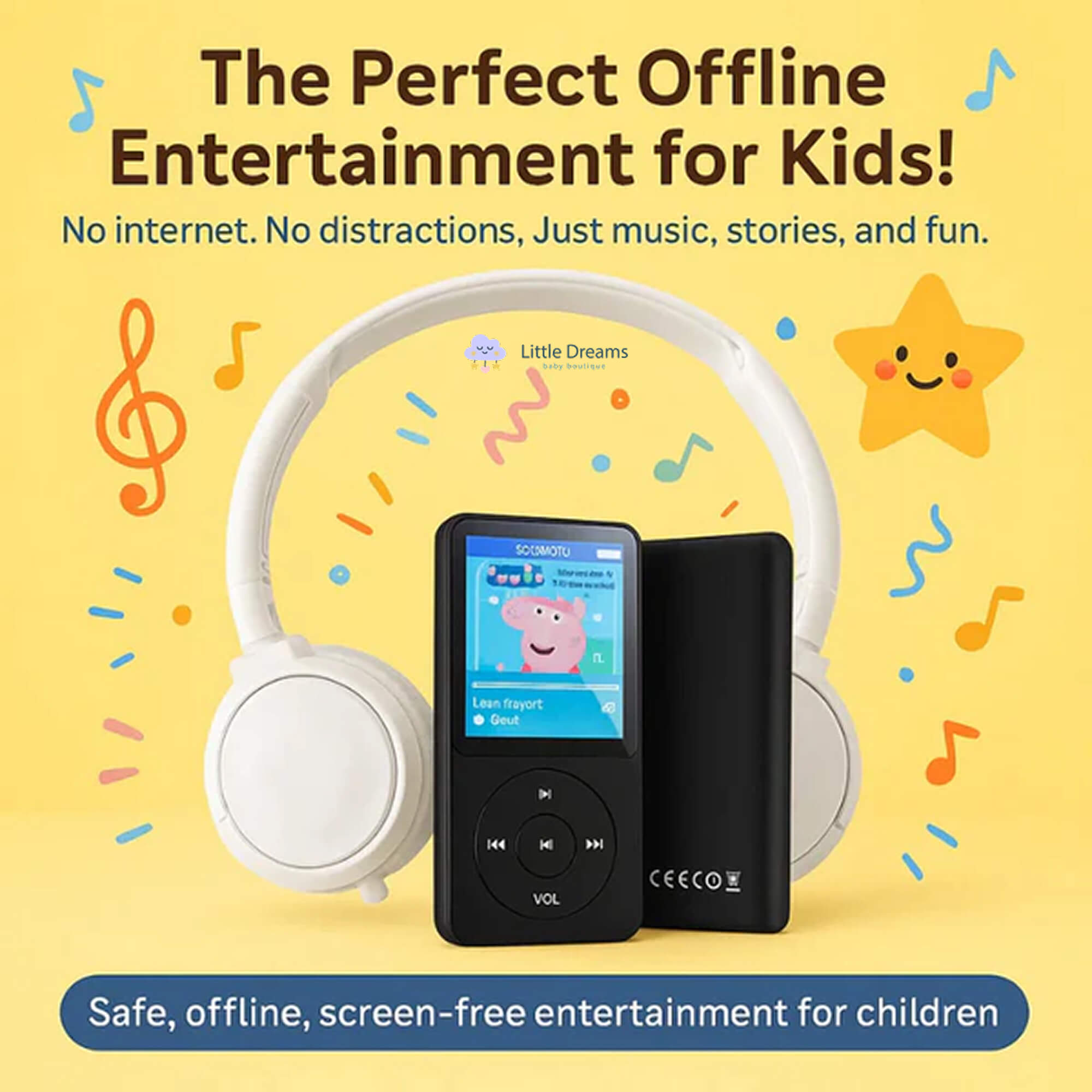 Kids' MP3 Player with Headset | HiFi Sound, 8GB Storage & No Internet Required for Music, Videos & Ebooks