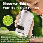 Kids Portable Microscope | 60-120x Magnification with LED Light for STEM Learning and Nature Exploration
