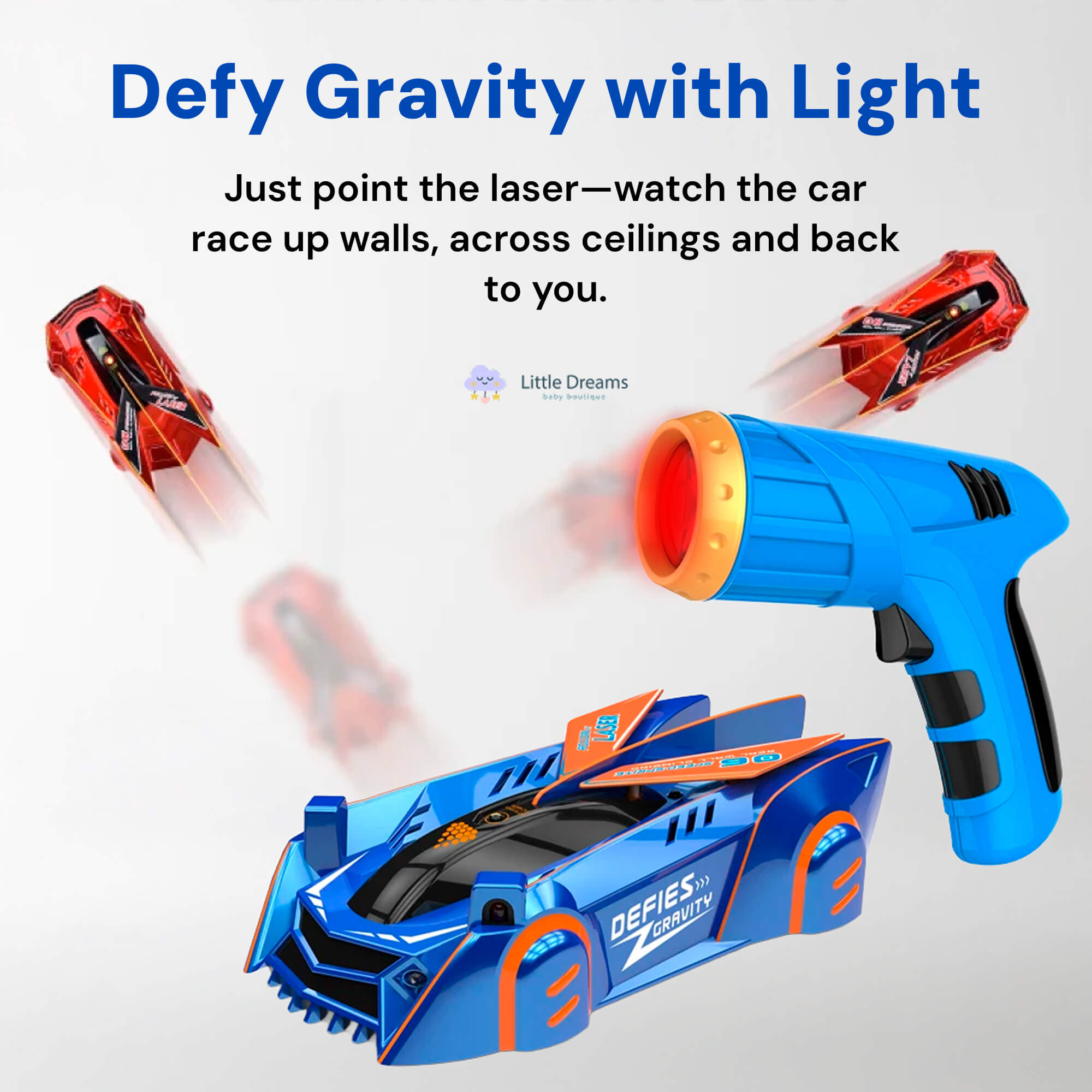 Laser-Controlled Wall Climbing RC Car | Gravity-Defying, LED Lights & Fun for Kids Aged 3+