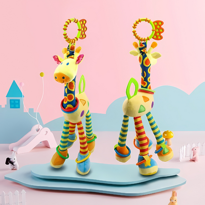 Teething Sensory Rattle | Soothing Giraffe Design with Gentle Chimes for Babies 0-2 Years, Enhances Hearing & Grasping Skills