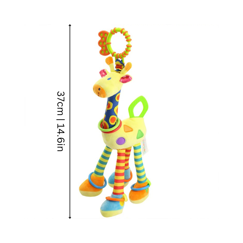 Teething Sensory Rattle | Soothing Giraffe Design with Gentle Chimes for Babies 0-2 Years, Enhances Hearing & Grasping Skills