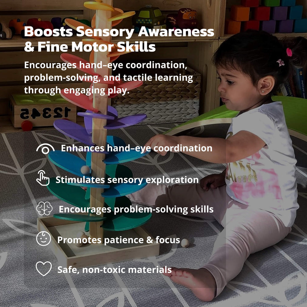 Rainbowspire™ | Montessori Rainbow Marble Tower for Sensory Play & Fine Motor Skills Development