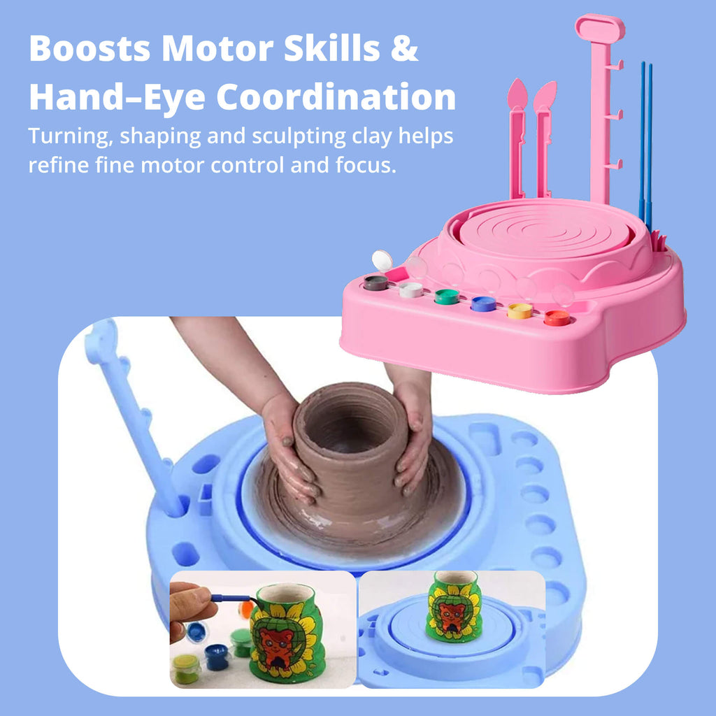 Mini Pottery Studio for Kids | Electric Pottery Wheel Craft Kit – Ideal Gift for 6–10 Year Old Girls & Boys