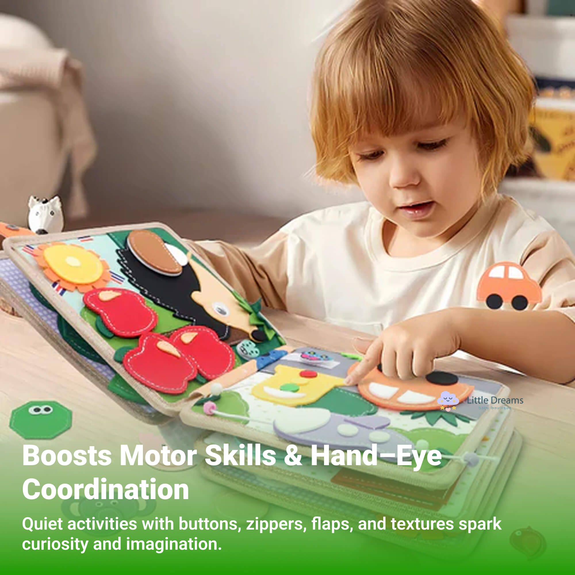 Montessori Quiet Book for Toddlers | 12 Unique Pages, Tactile Fun & Ideal for Early Learning and Travel