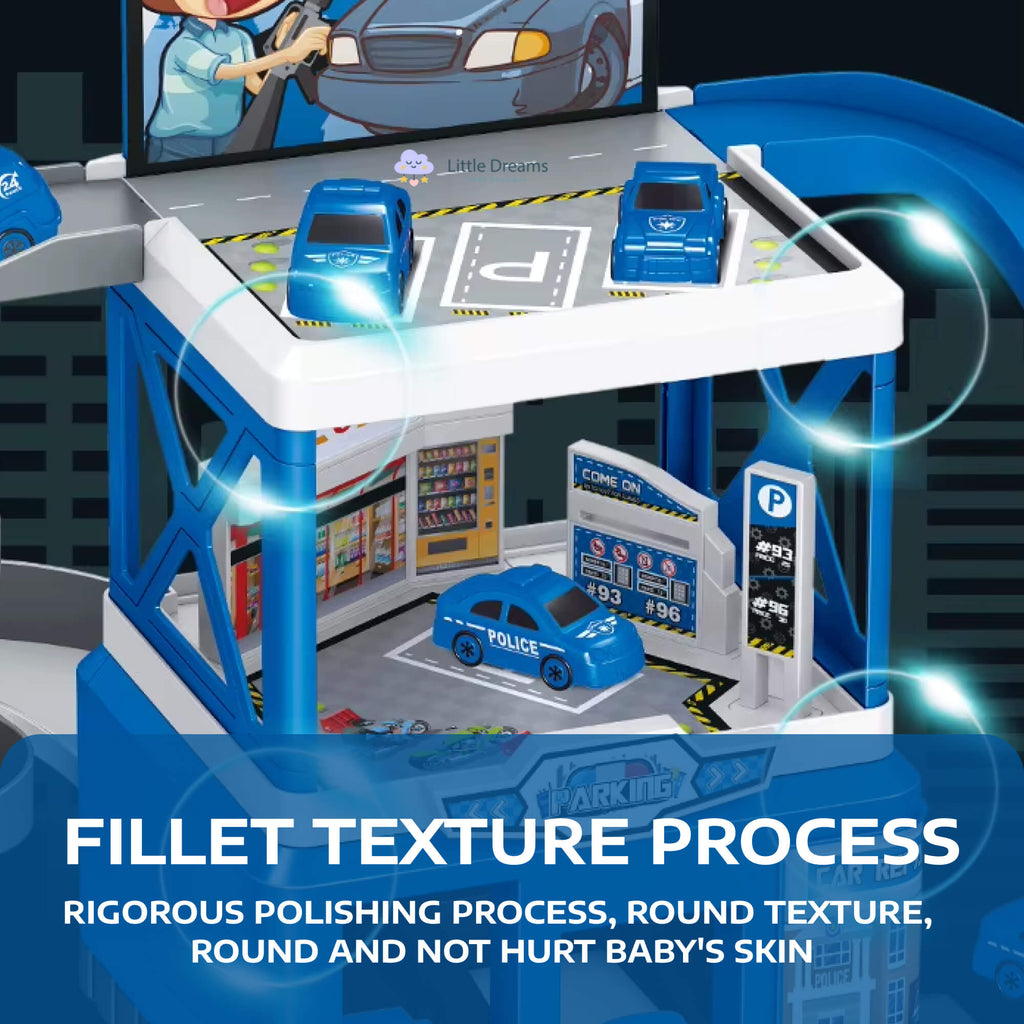 Multi-Storey Toy Garage with Lift – Interactive Parking Set with Cars and Racing Tracks for Kids, Perfect for Imaginative Play