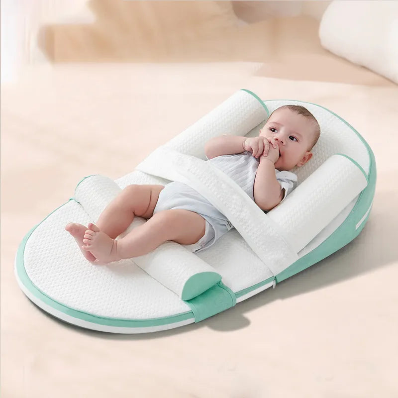 Organic Cotton Baby Lounger | Anti-Roll Sides, Gentle Incline & Portable for Supervised Playtime and Bonding